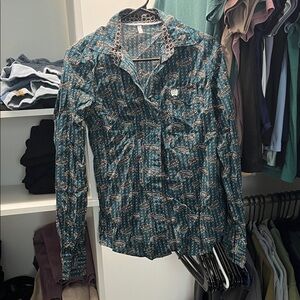 Cinch Women's Blue Button Down Shirt